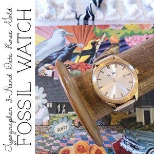 Topographer 3-Hand Date Rose Gold  Polyurethane Fossil Watch